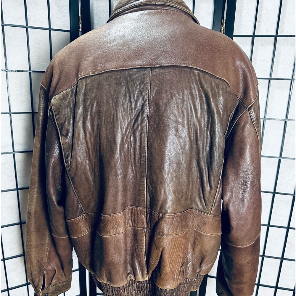 Adler Authentic Vintage Brown Bomber Aviator Jacket - Picture 5 of 6